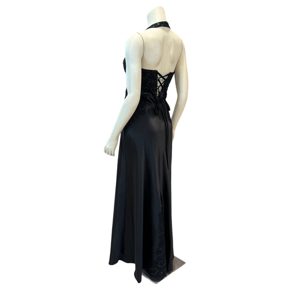 Vintage Beaded and Sequined Satin Halter Corset Gown - Picture 6 of 13